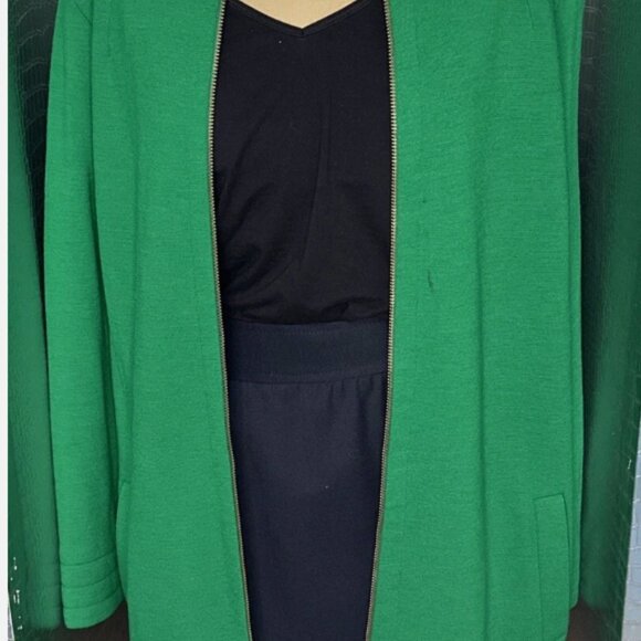 Anne Klein Vintage Emerald Green Zip Up Coat Size 4 - Picture 5 of 16